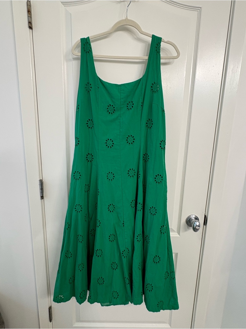 Gorgeous Free Assembly Green Eyelet Cotton Midi Dress w/Pockets